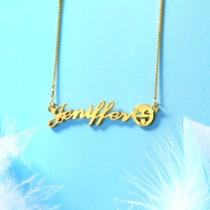 Customized Name Emoji Necklace in Gold
