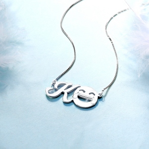 Customized Memorial Initial Emoji Letter Necklace Sterling Silver