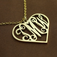 Gold Plated Silver Initial Monogram Personalized Heart Necklace