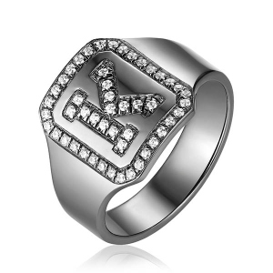 Bague Personnalisable-1 Initial-Noir