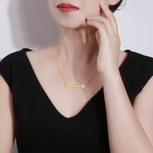 Customized Name Emoji Necklace in Gold