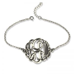 Bracciale monogramma in argento sterling dipinto a mano