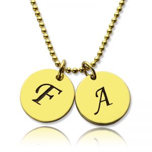 Personalized Initial Charm Discs Necklace 18k Gold Plated 2018 Mother's Day Gift