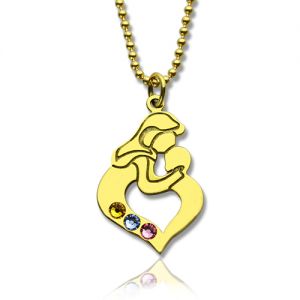 Colar personalizado para mãe e filho com pedras de nascimento banhadas a ouro