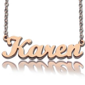 Solid Rose Gold Karen Style Name Necklace