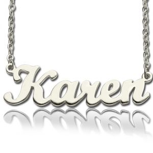 Solid White Gold Karen Style Name Necklace