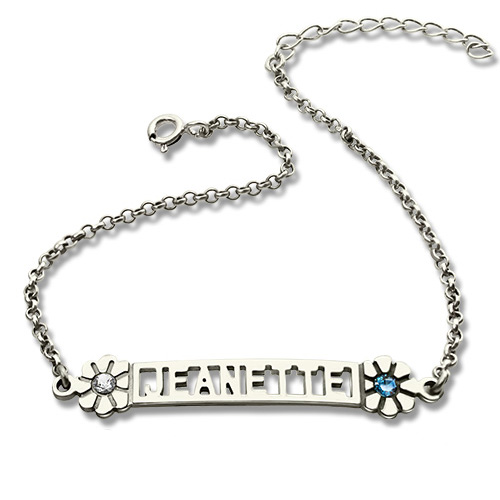 Pulseira personalizada do nome de Pedra do Nascimento da identificação para adolescentes