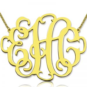 Personalized 2" XXL Stylish Monogram Necklace 18K Gold Plated