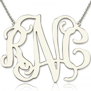 Personalized 2" XXL Celebrity Monogram Necklace Sterling Silver