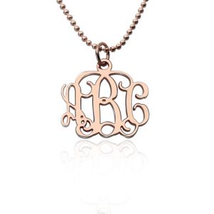 Personalized 0.72" Small Monogram Necklace In Rose Gold