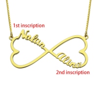 Personalized Infinity 2 Hearts & Names Necklace 18K Gold Plated