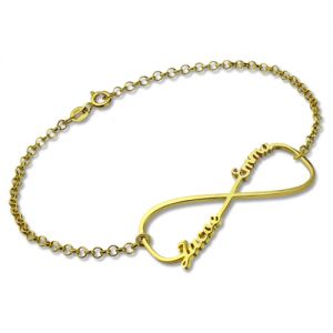 Unique Infinity Double Name Bracelet Gold Plated Silver