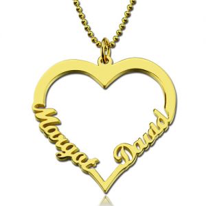 Collier Cœur-2 Prénoms-Plaqué Or