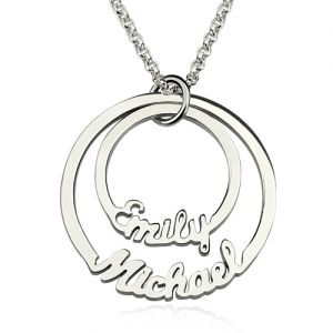 Collier Pendentif Rond-2 Prénoms-Argent