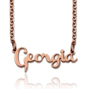 Personalized Cursive Style Name Necklace In Rose Gold