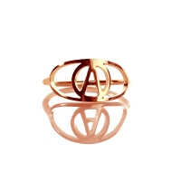 Personalized Eye Ring with Initial Rose Gold