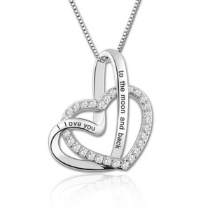 Liebe dich zum Mond und Zurück Halskette Sterling Silber Platium
