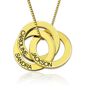 Three Crossed Russian Ring Necklace with Engraved in Silver