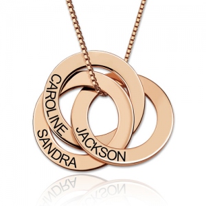 Three Crossed Russian Ring Necklace with Engraved in Silver