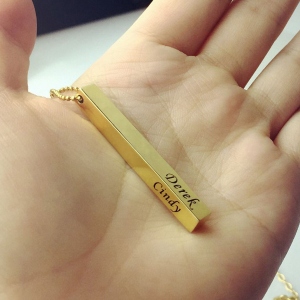 Personalized Bar 4 Names Necklace with Engraving in Gold/Silver