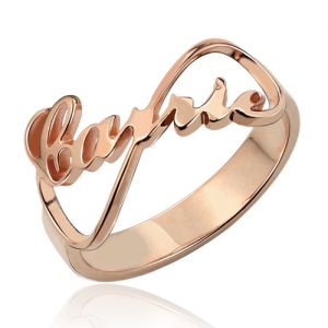 Anel com nome e símbolo do infinito personalizado em ouro rosa