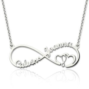 Infinity Heart In Heart 2 Names Necklace Sterling Silver