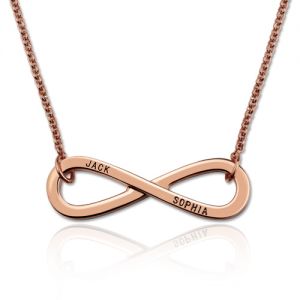 Colgante inscrito de símbolo de infinito con 2 nombres en oro rosa
