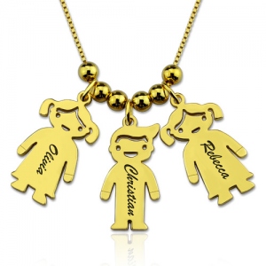 Engraved Kids Charms Necklace Sterling Silver