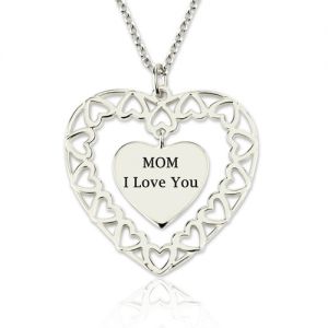 Engraved Love Circle Necklace Sterling Silver