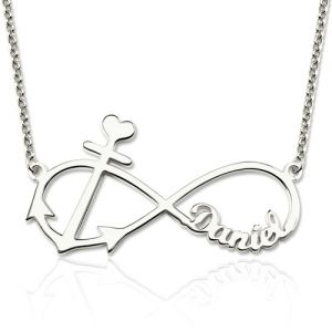 Forever Love Infinity Anchor Name Necklace Sterling Silver