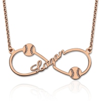 2018 X'mas Infinity Baseball Name Necklace In Rose Gold