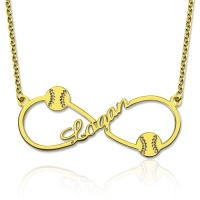 2018 X'mas Infinity Baseball Name Necklace Gold Plated