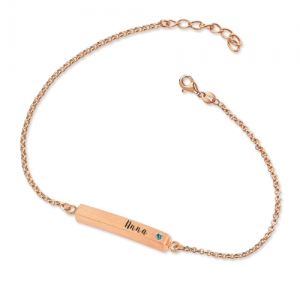 Armband mit 4-seitigen individuellen Stangenanhänger mit Geburtsstein in Roségold