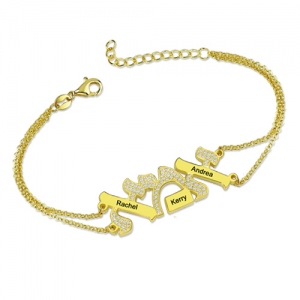 Hebrew "Mother" Name Bracelet With Diamond Gold Plated
