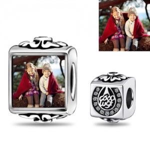Custom Lucky Square Photo Charm for Bracelets