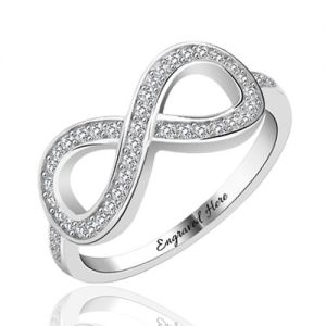 Grabar anillo infinito con circonita c¨²bica chapada en platin