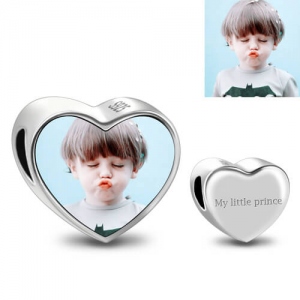 Ciondolo con foto a forma di cuore in argento personalizzabile