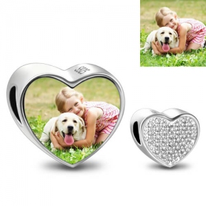 Crystal Heart Photo Charm