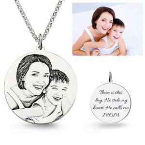Colar gravado foto personalizada Prata Esterlina / Aço inoxidável