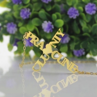 Personalized 2 Names Crossed Necklace Gold Plated 925 Silver
