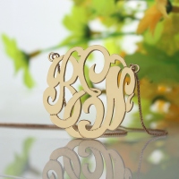 Rose Gold Large Monogram Necklace Hand-painted