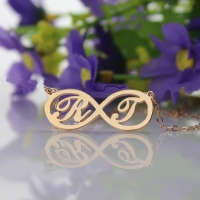 Infinity Necklace with Two Initial Rose Gold Plated 925 Silver
