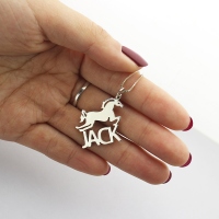 Customized Horse Pendant Necklace with Name for Childrens