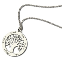 Tree of Life Necklace with Customizable 1-6 Names in Silver