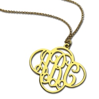 Personalized Cut Out Clover Monogram Necklace 18K Gold Plated
