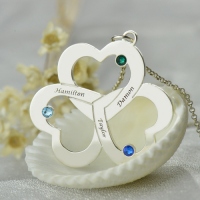 Personalized Triple-Heart Shamrocks Necklace with Names