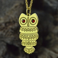 Cute Birthstone Owl Name Necklace 18k Gold Plated
