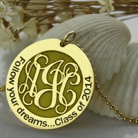 Follow Your Dreams Disc Monogram Necklace 18K Gold Plated