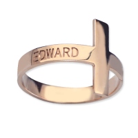 Custom Engraved Name Cross Ring Rose Gold Plated 925 Silver