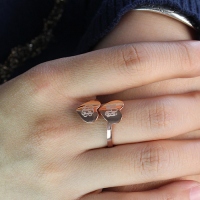 Monogram Ring Engraved Initials On Two Heart Rose Gold Silver
